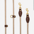 Charger l'image dans la visionneuse de la galerie, Hands-Free Leather Dog Leash 3-in-1 – Black & Beige Rope | CHOUCHOÚ®