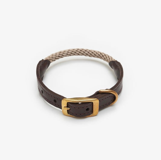 Leather & Rope Dog Collar – Terra Collection, Olive | CHOUCHOÚ®