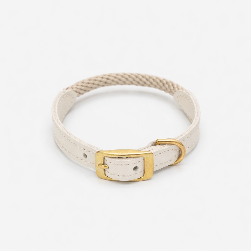 Leather & Rope Dog Collar – Terra Collection, Olive | CHOUCHOÚ®