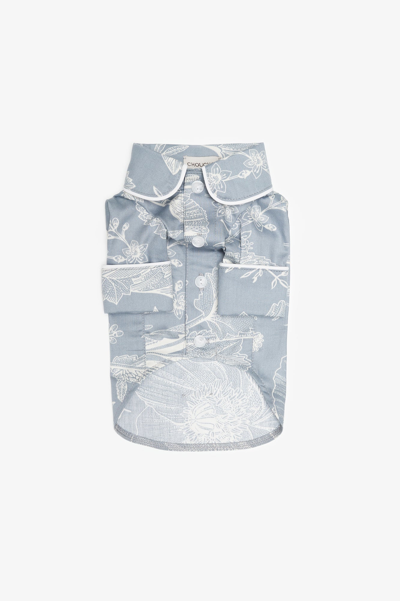 Beige pajama shirt for dogs with pipping & ruffles, CHOUCHOÚ®