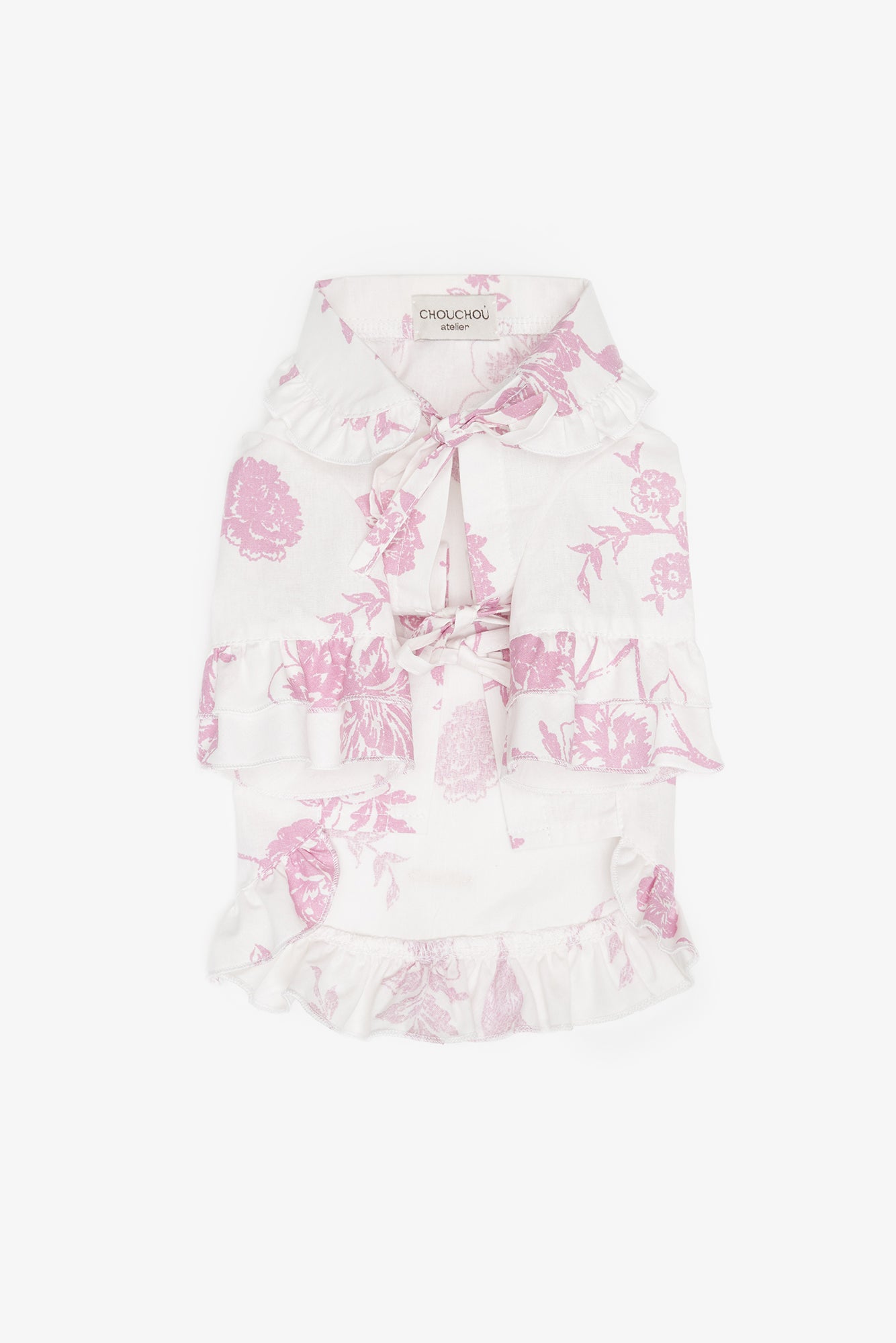 Beige pajama shirt for dogs with pipping & ruffles, CHOUCHOÚ®