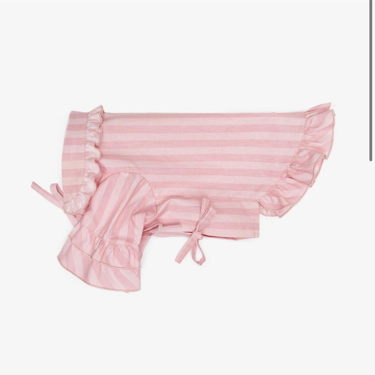 Beige pajama shirt for dogs with pipping & ruffles, CHOUCHOÚ®