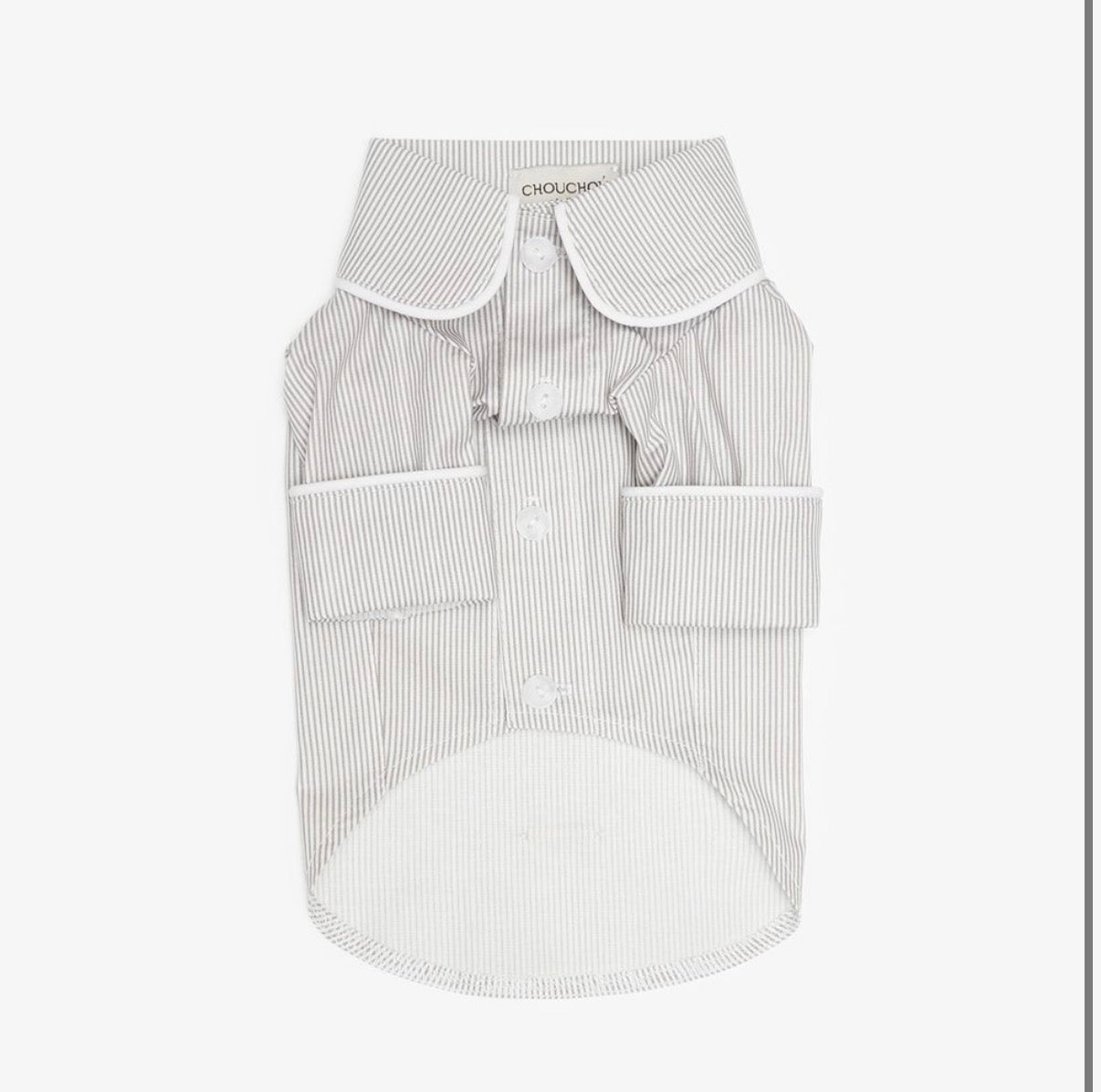 Beige pajama shirt for dogs with pipping & ruffles, CHOUCHOÚ®