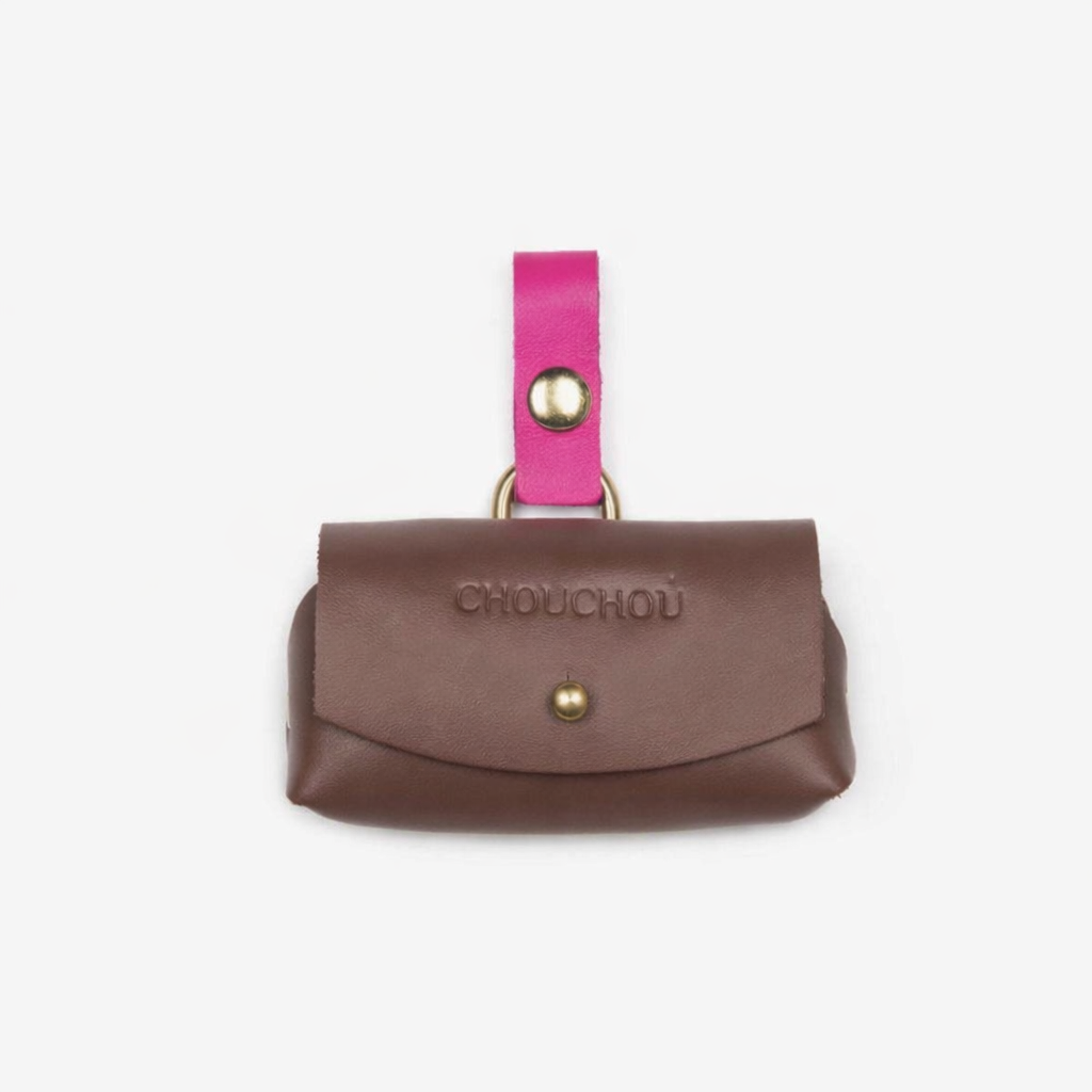 Chromatique Leather Dog Walking Set — Harness, Leash & Poop Bag Holder, Brown | CHOUCHOÚ®