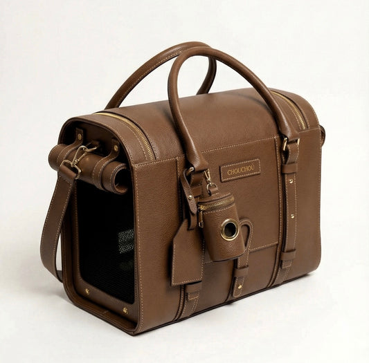 Airline-Approved Leather Dog Carrier [up to 13 lbs], Luxury Travel Bag