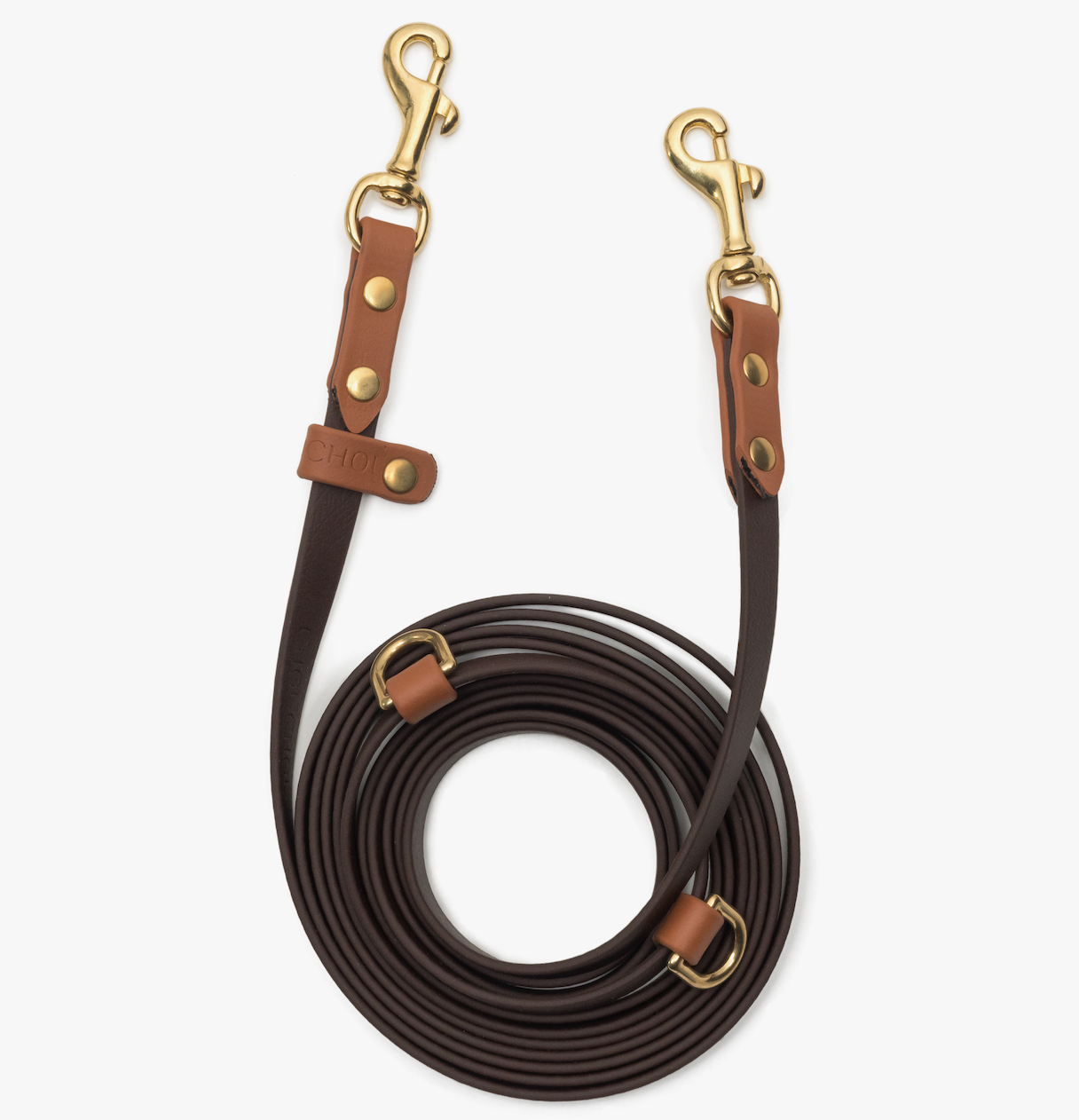 Waterproof BioThane®Hands-Free 3-in-1 Dog Leash – Dark Brown & Light Brown | CHOUCHOÚ®