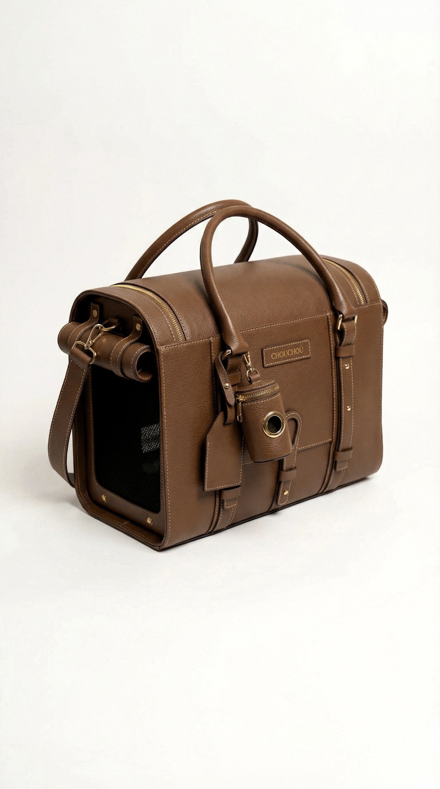 Airline-Approved Leather Dog Carrier (Up to 13 lbs), Luxury Black Travel Bag | CHOUCHOÚ®