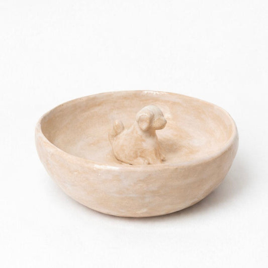 Ceramic Dog Bowl, Handmade — Beige Minimal Design | CHOUCHOÚ®