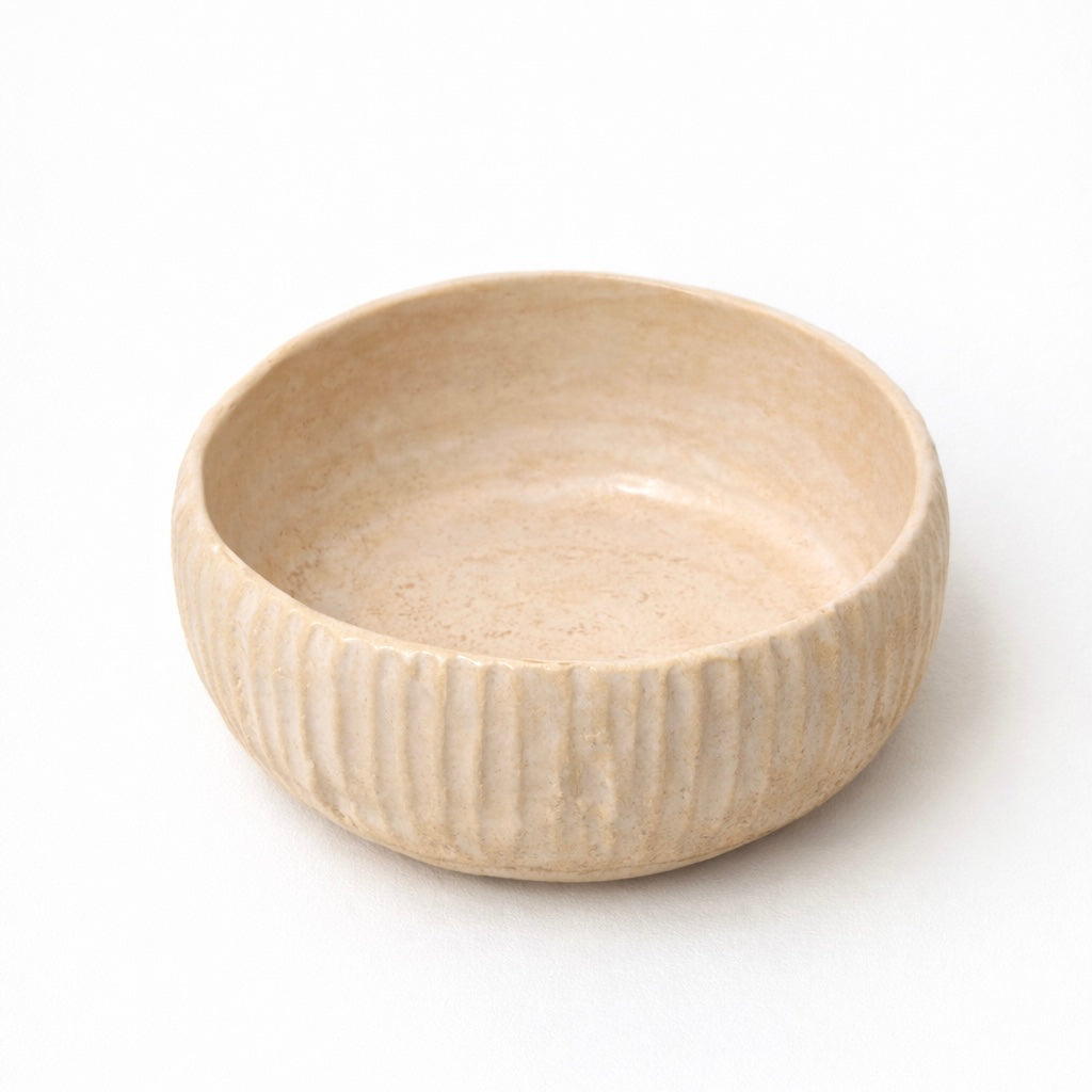 Ceramic Dog Bowl, Handmade — Beige Minimal Design | CHOUCHOÚ®