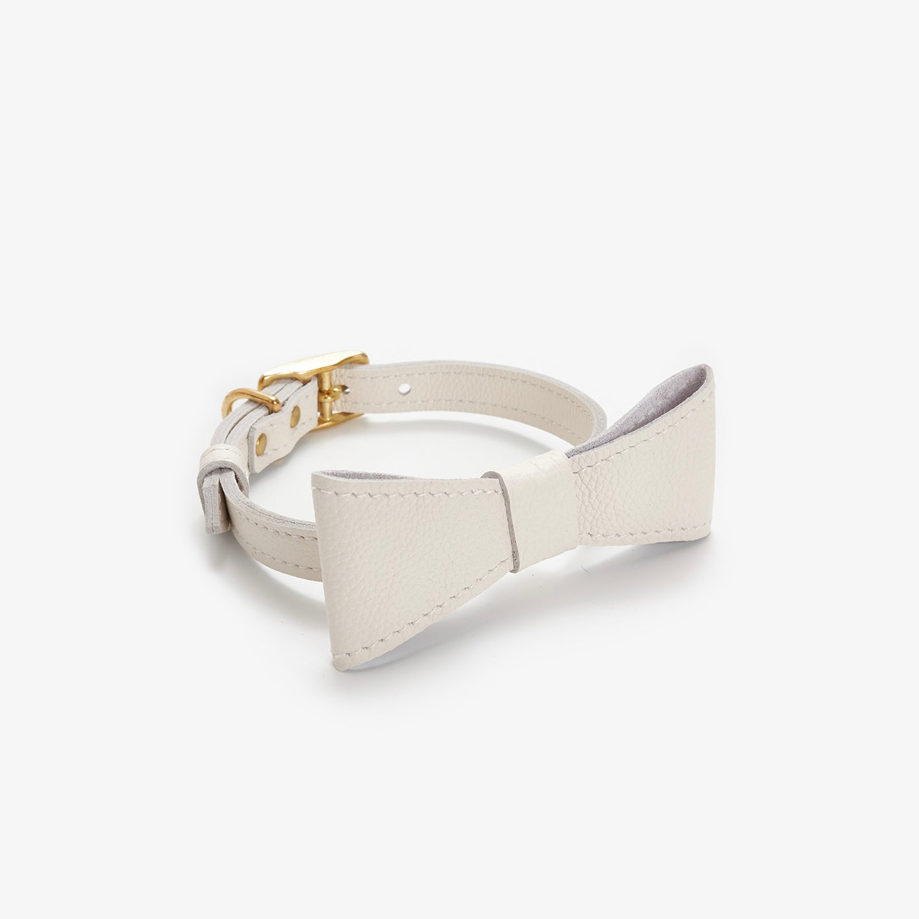 Leather dog collar "Caviar" XXS black with bow, CHOUCHOÚ