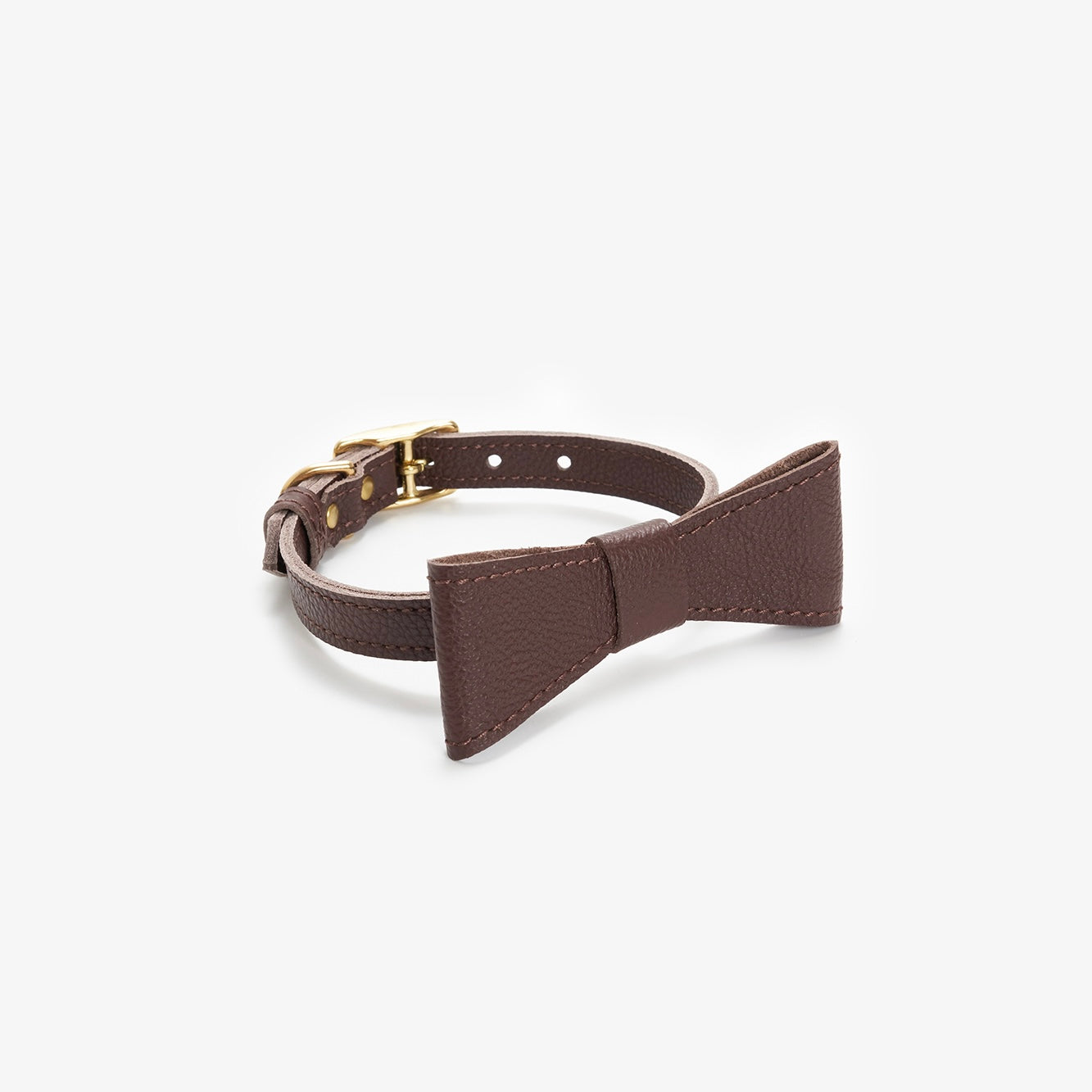 Leather dog collar "Caviar" XXS black with bow, CHOUCHOÚ