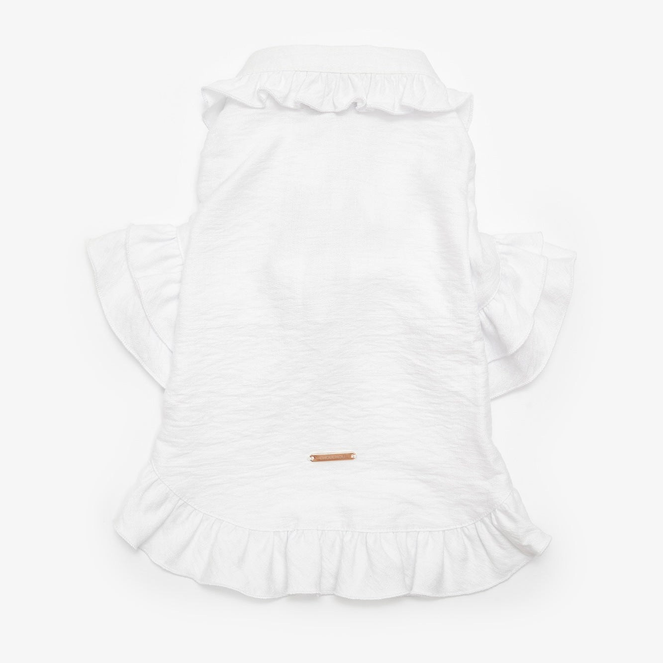 Linen dress with ruffles for dogs, white XXS, CHOUCHOÚ