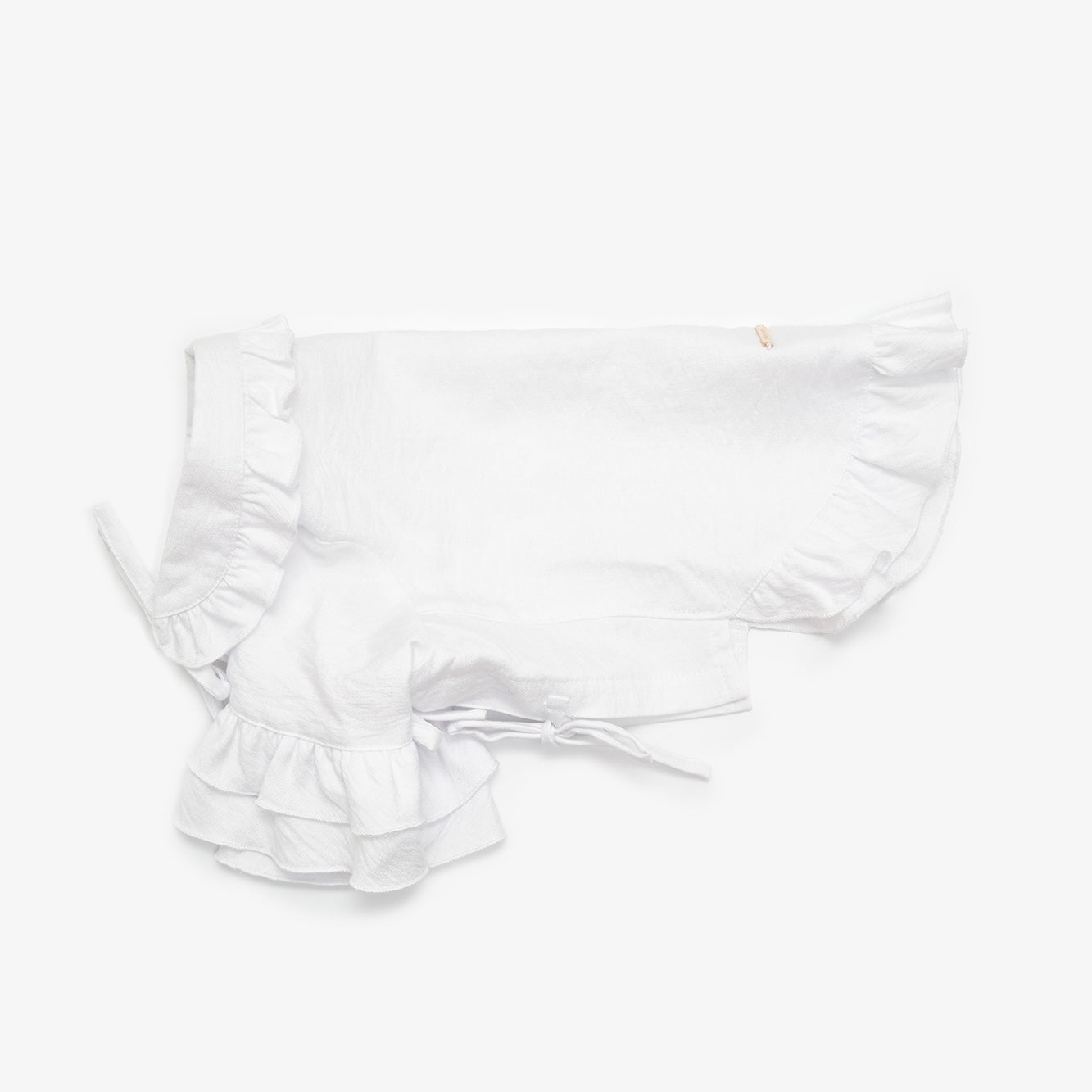 Linen dress with ruffles for dogs, white XXS, CHOUCHOÚ