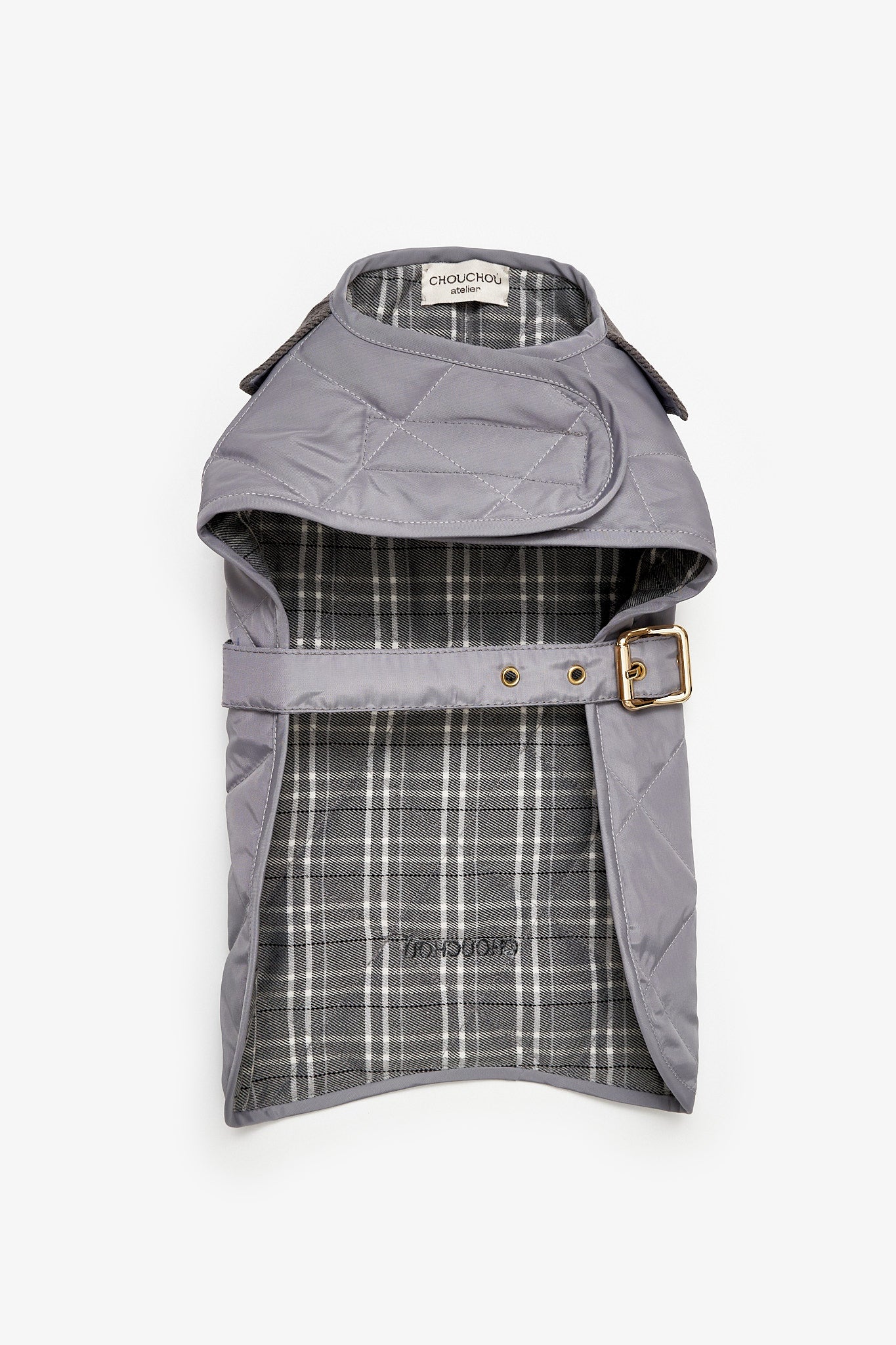 Quilted Waterproof Dog Coat in Grey-Blue – Premium Lightweight Outerwear | CHOUCHOÚ®