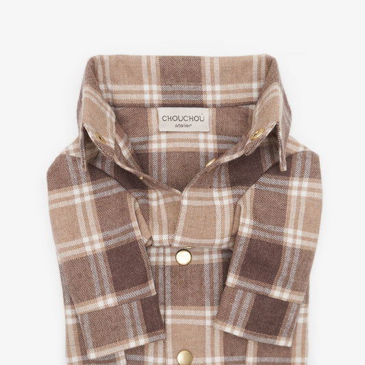 Checkered shirt for dogs light gray XXS, CHOUCHOÚ