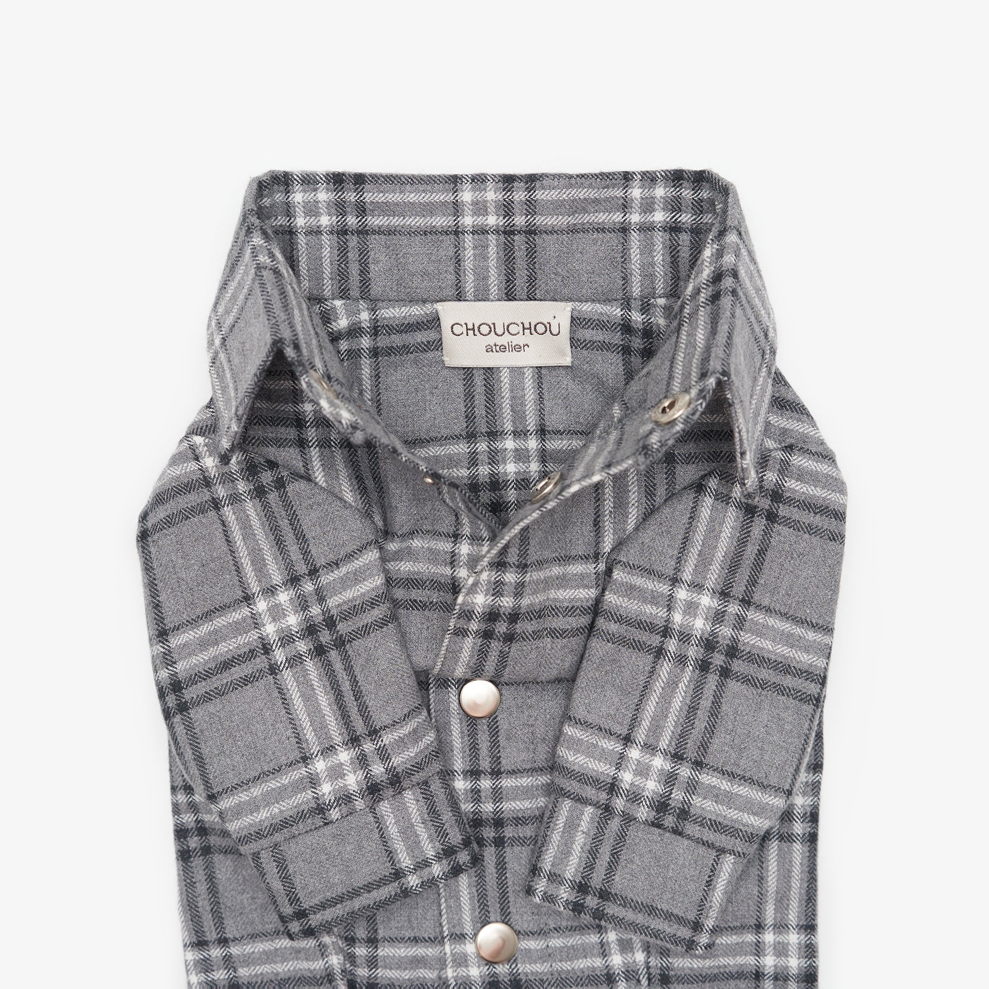 Checkered shirt for dogs light gray XXS, CHOUCHOÚ
