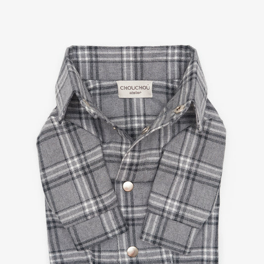 Checkered shirt for dogs light gray XXS, CHOUCHOÚ