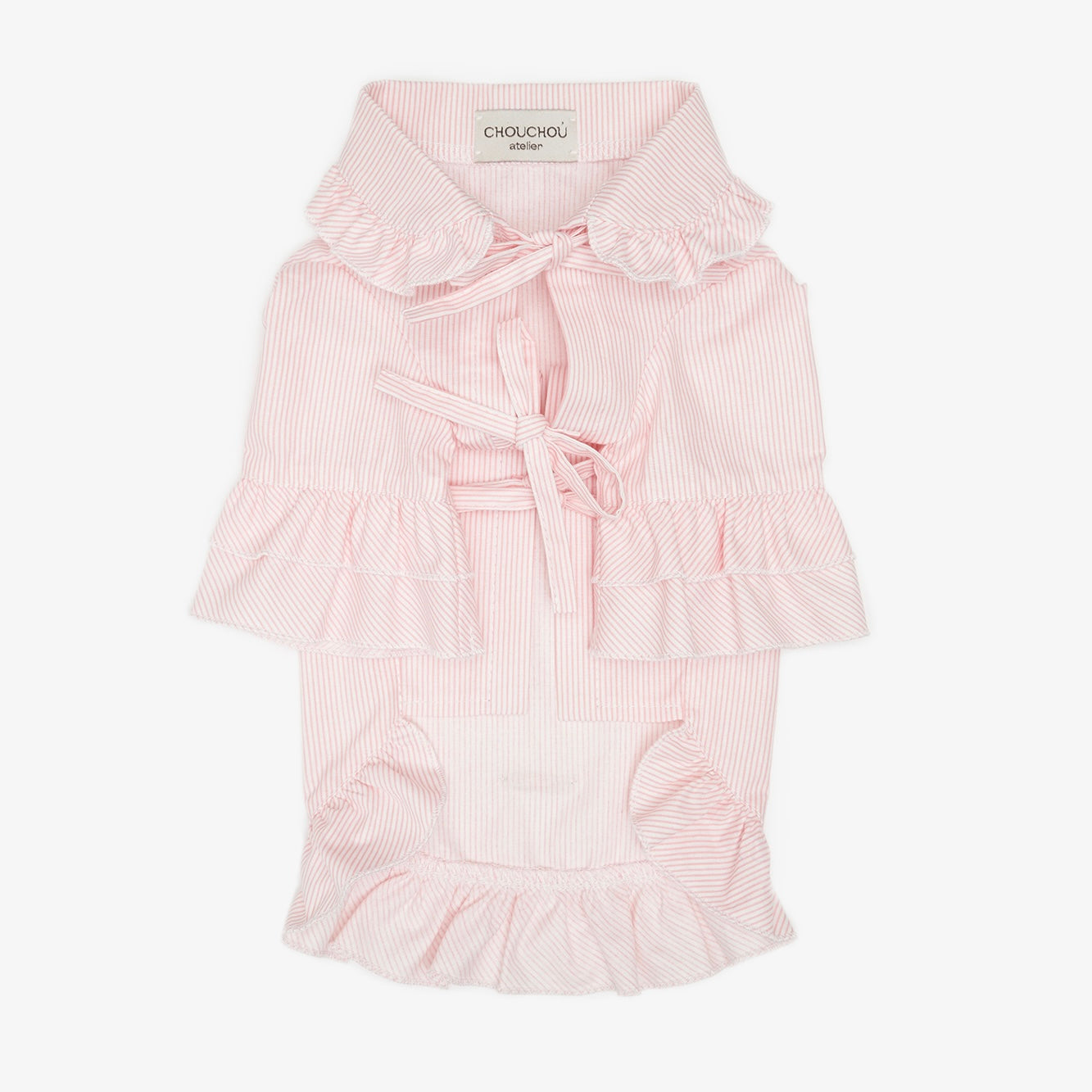 Beige pajama shirt for dogs with pipping & ruffles, CHOUCHOÚ®