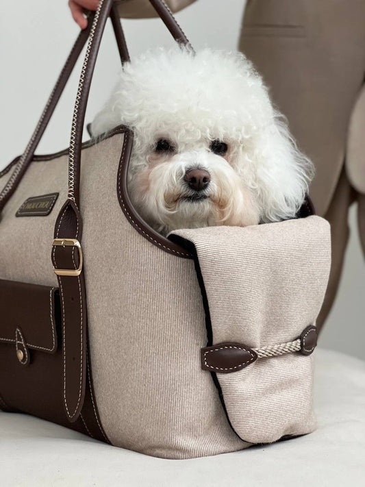 Leather Dog Carrier Bag — Classy Collection, Timeless Design, Brown | CHOUCHOÚ®