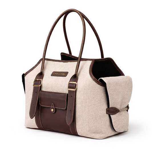 Leather Dog Carrier Bag — Classy Collection, Timeless Design, Brown | CHOUCHOÚ®